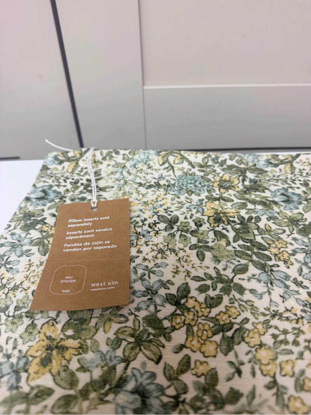 West Elm Green and Cream Floral Wall Tapestry
